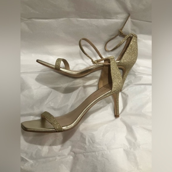 Stuart Weitzman Nudistcurve gold glitter shimmery anklestrap heels size 9.5 new - Picture 11 of 16